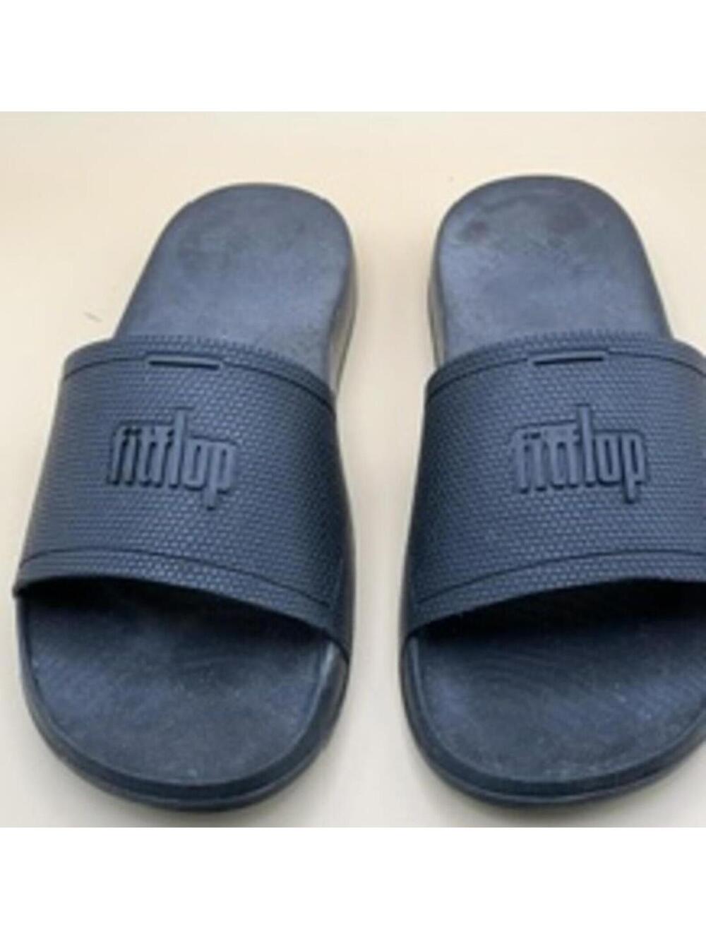 FitFlop Black Slide Black Rubber Open Toe Pool Slide Sandals